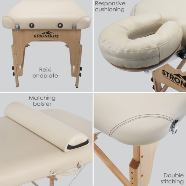 Stronglite Olympia Massagetafel Beige verschillende hoeken