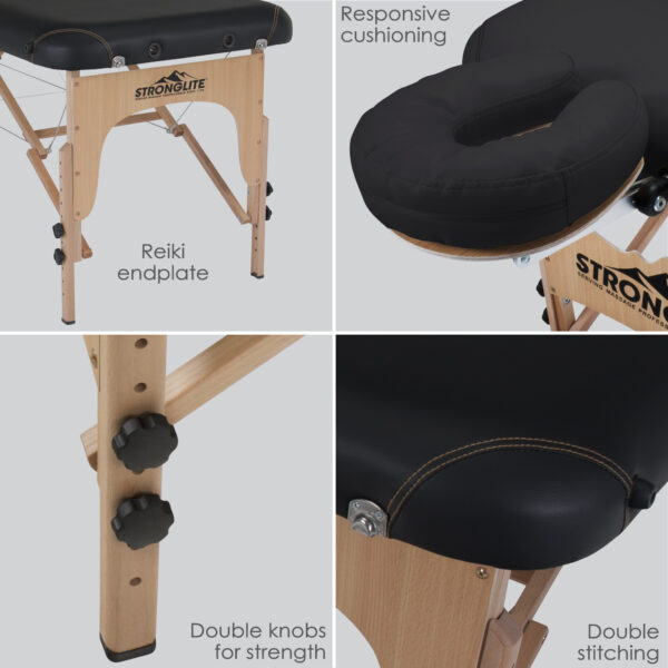 Stronglite Shasta Massagetafel Zwart Hoeken